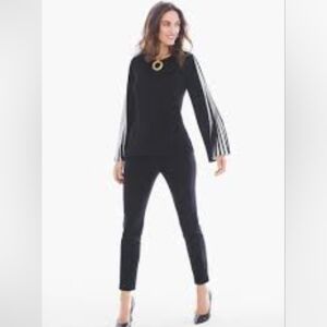 Chicos Knit Kit Pleated Sleeve Top Sz 3/ XL